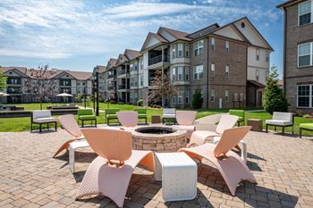 an outdoor lounge area at Century Belmont Station, Kentucky